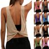Women's Fashionable Casual Plain Sleeveless Round-Neck Backless Sports Tank Top