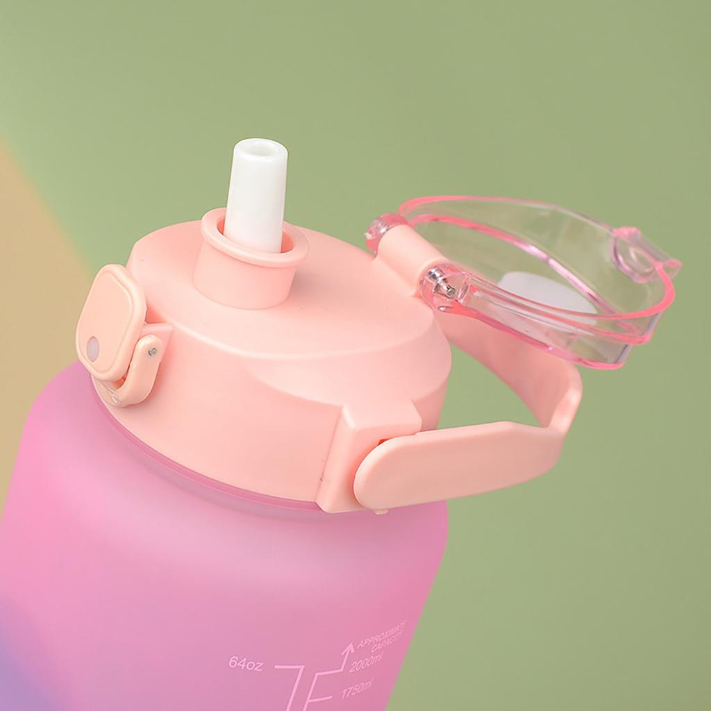 2L Gradient Plastic Sports Water Bottle 3 Piece Set Large Capacity Dual Drink Cup for Gym Travel