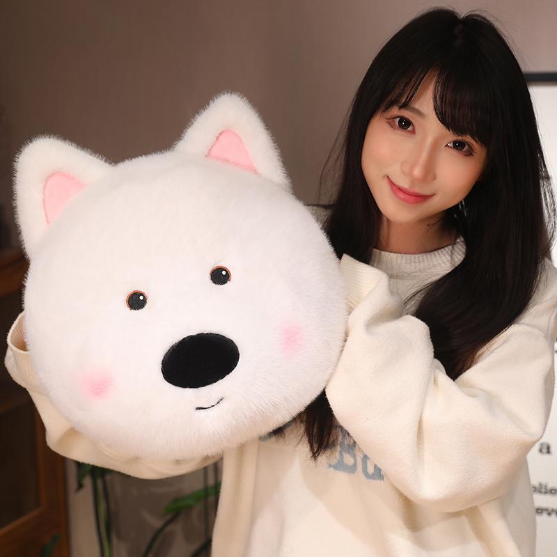Non-Toxic Kawaii Fluffy Hair West Highland White Terrier Plushie Soft Puppy Plush Pillow Stuffed Lifelike Animals Sleep Doll