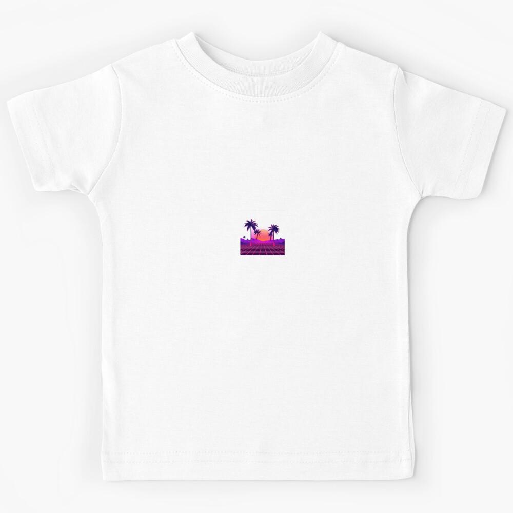 Retro Synthwave Sunset Palm Trees 80s Aesthetic Kids T-Shirt 170
