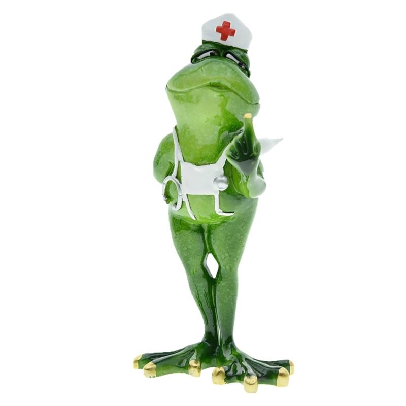 

Resins Frogs Miniature Figurine Funny Dentists Nurse Cowboy Frogs Miniature Statue Ornament for Home Office Decoration