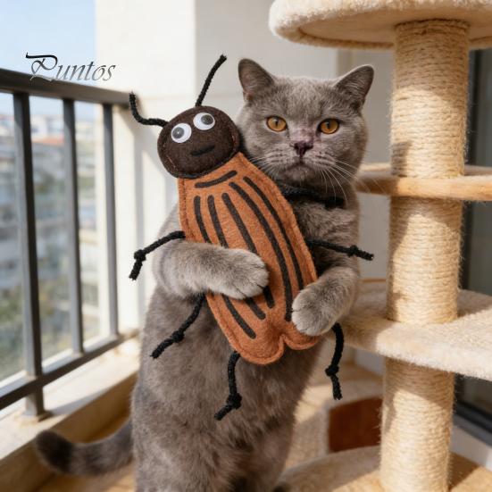 Durable Cat Toy Plush Cockroach Chew Interactive Catnip Self Play Realistic Shaped Felt for Indoor Cats Kittens Hunting Instinct