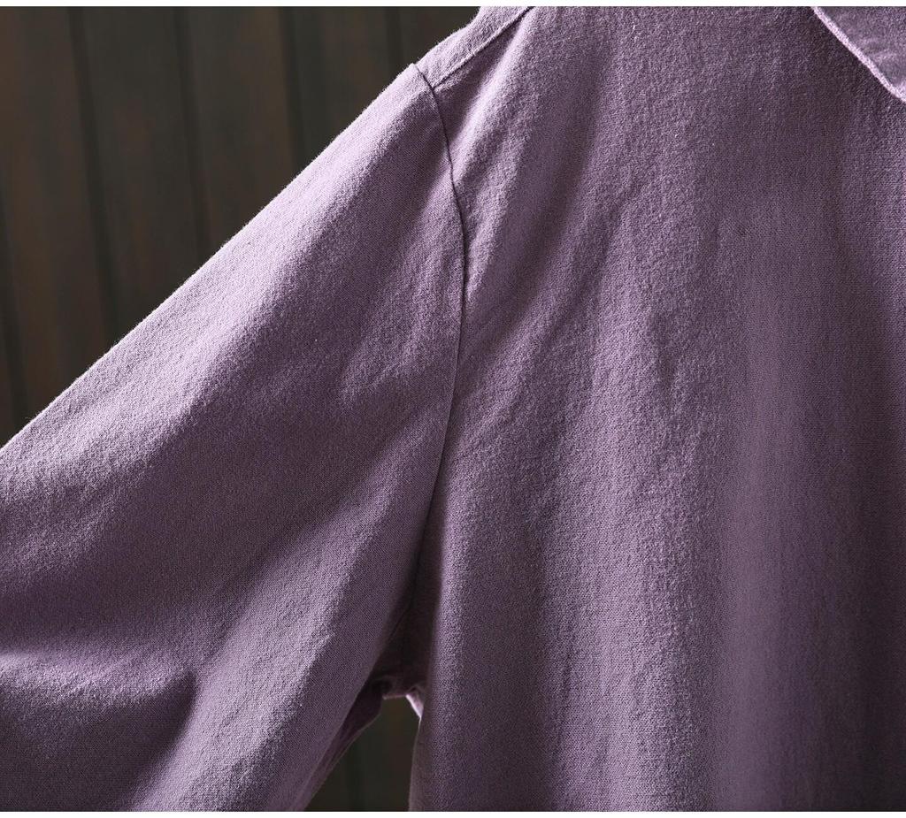 Women's Artistic Solid Purple Cotton Shirt - Spring 2026 Collection