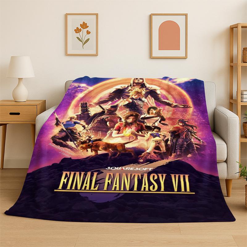 Cloud Tifa Final Fantasy Games Sephiroth Flannel Blanket Soft Warm Throw Blanket for Bedroom Living Room Bed Travel Picnic Gift