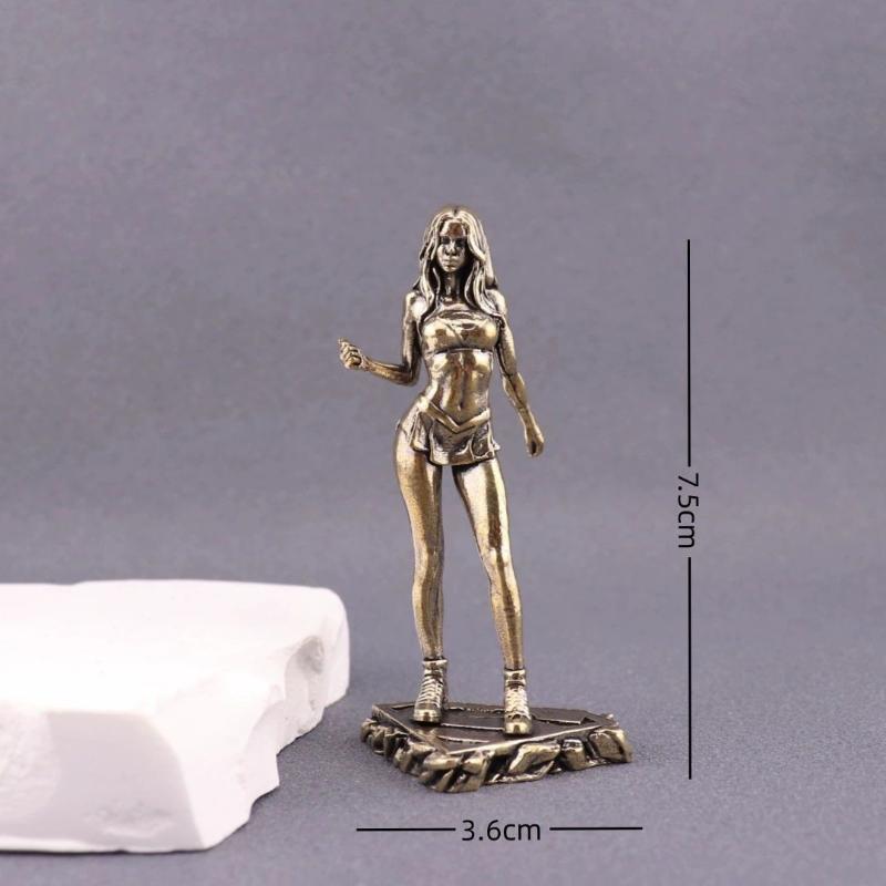 Alloy Finish Feminine Statue Exquisite Handcraft Retro Aesthetic For Home Office Shelf Decor Art Collection Gift