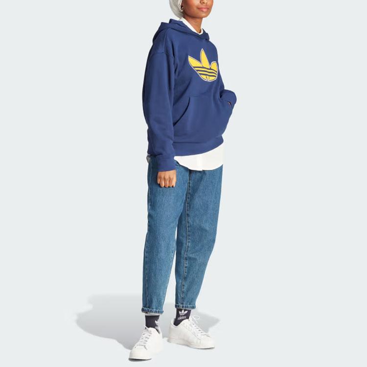 Adidas Originals Pearl Trefoil Boyfriend Hoodie With Logo Print Women Hoodie Navy IL2422