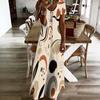Women Plus Size V Neck Short Sleeve Printed White Straight Maxi Dress