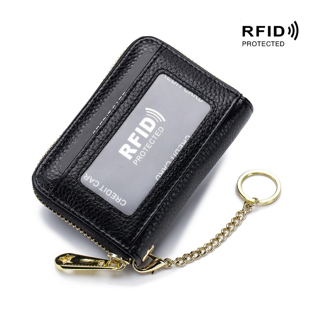 

Popular card bag, RFID organ zipper, bank card bag, key bag, multi-function card bag. чёрный