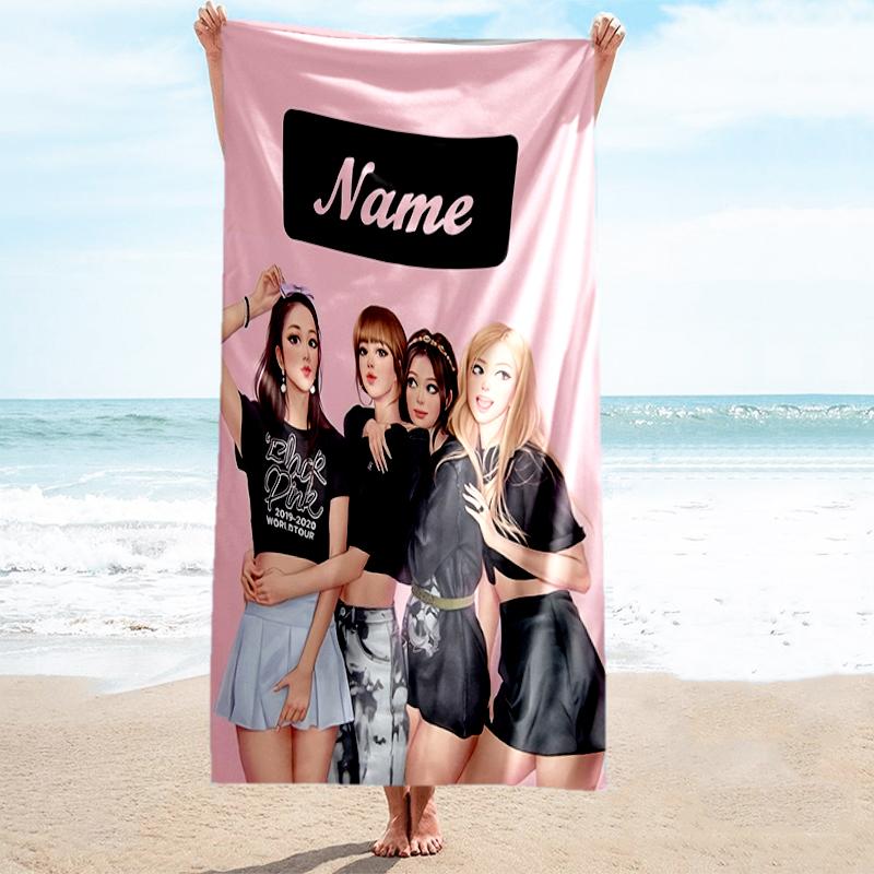 1PC Custom Name Girl Power Unite Beach Towel Highly Absorbent And Sand-Resistant Towel for Swimming, Pool, Yoga, And Travel Lightweight