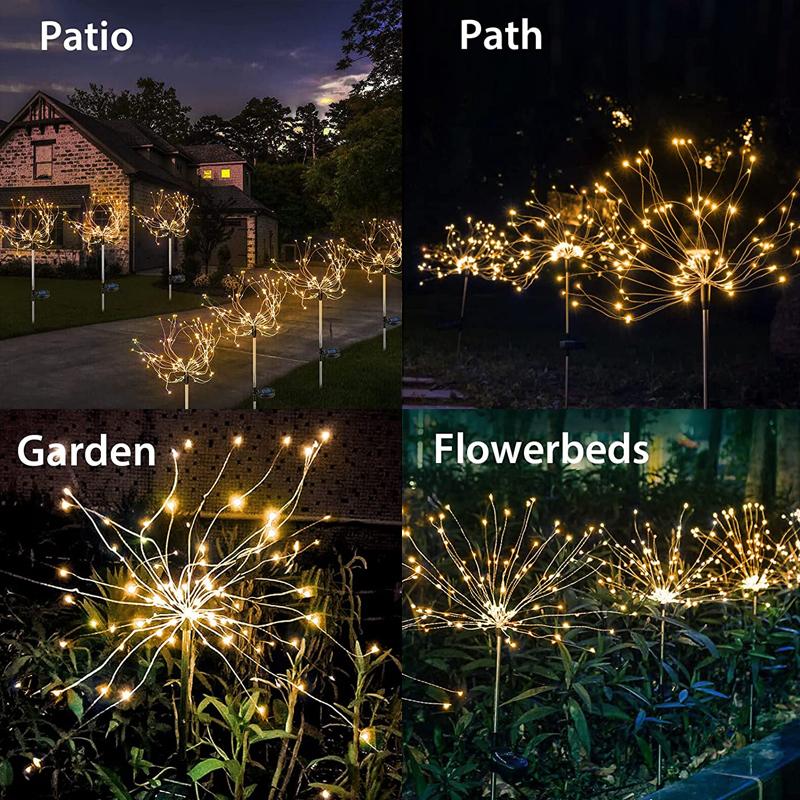 1 Pack Solar Fireworks Lights Outdoor,Holiday Lighting Firework Lights For Garden Patio,Halloween,Christmas,Wedding,Wall Decor