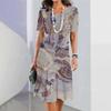 Letnia odzież damska Sukienki z krótkim rękawem Nieregularnie nadrukowana długa sukienka 3d Retro odzież damska Luźny okrągły dekolt Sweter