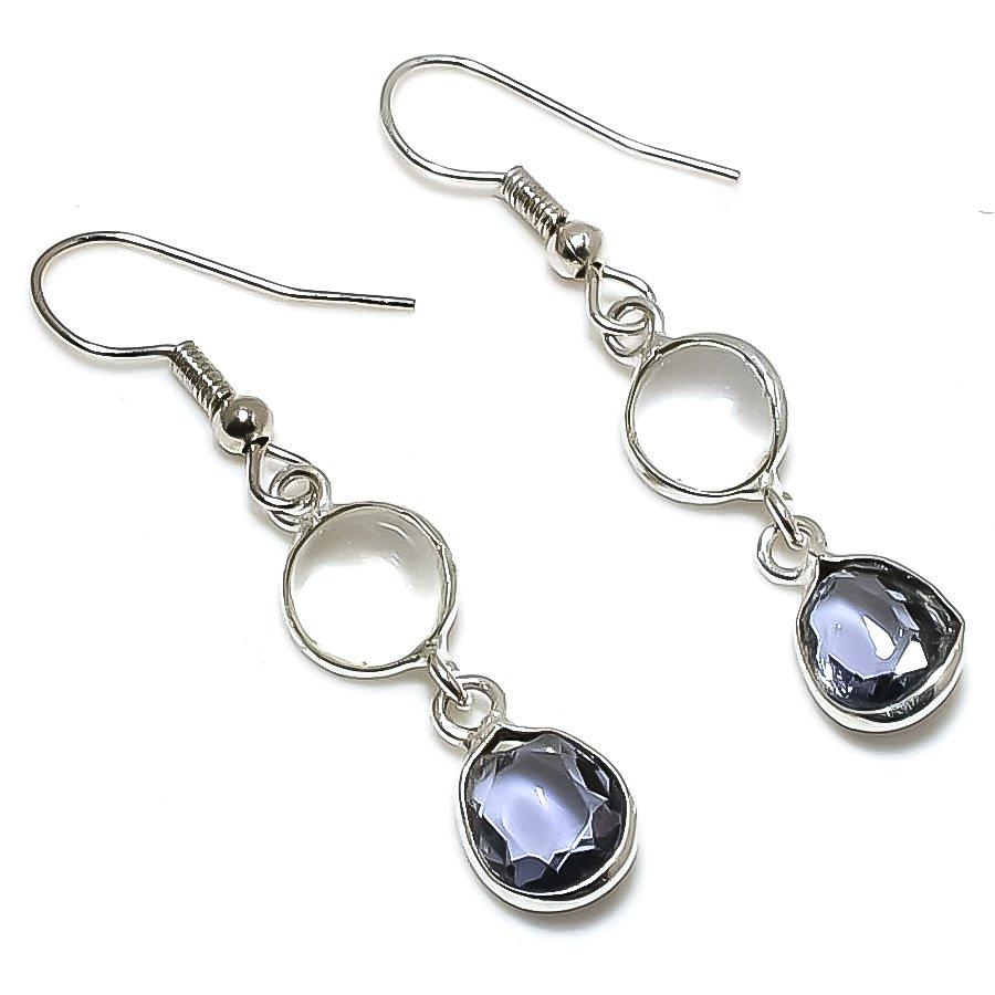 

Серьги из серебра 925 пробы с натуральным белым топазом и аметистом 1,65 дюйма V5h07