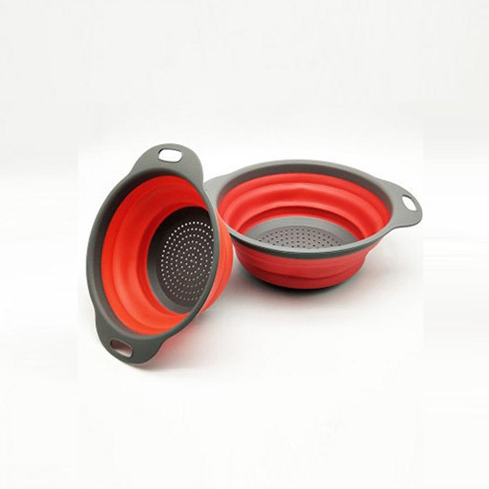1/2pcs Silicone Round Folding Vegetable Fruits Washing Drain Basket Colander Strainer Collapsible Drainer Kitchen Tool