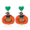 European & American Halloween Acrylic Pumpkin & Ghost Earrings - Exaggerated Cartoon Accessories for Women