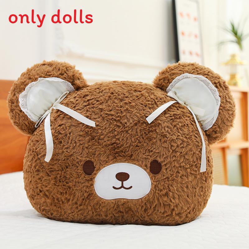 Cuter Bear Plush Pillow With Pp Cotton And Bows Decor For Kids And Teens