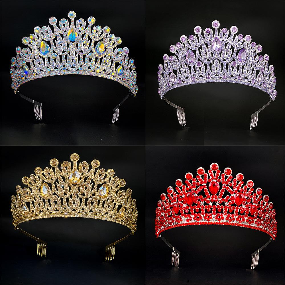 Rhinestone Crystal Bridal Tiara Wedding Crown Set Sparkling Metal Headpiece Zircon Engagement Pageant Bridal Hair Accessories