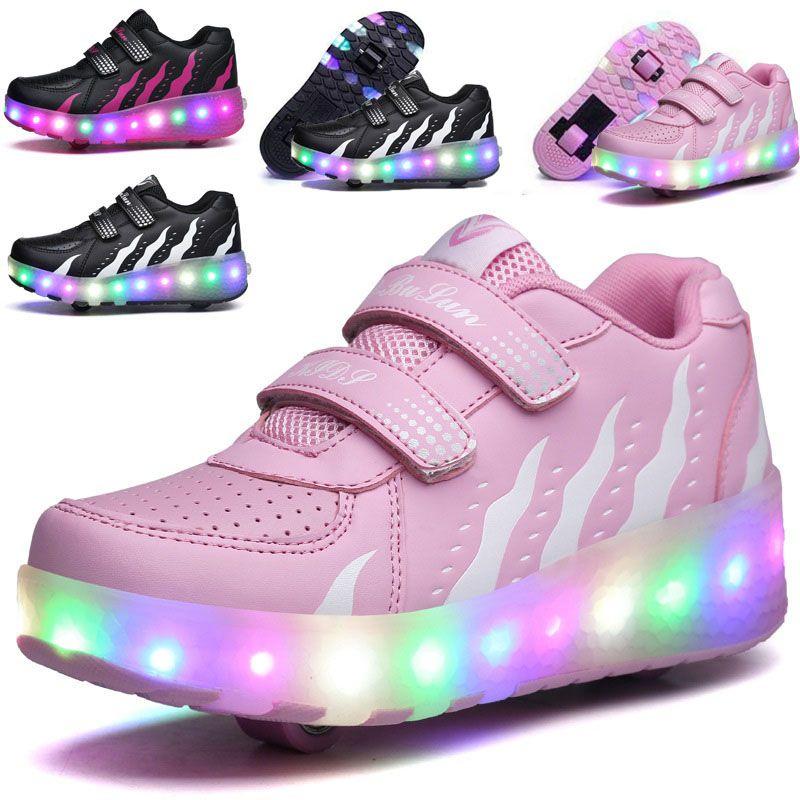 Classic Appeal Led Sneakers For Kids Light Up Roller Skate Shoes And 2 Wheels Unisex