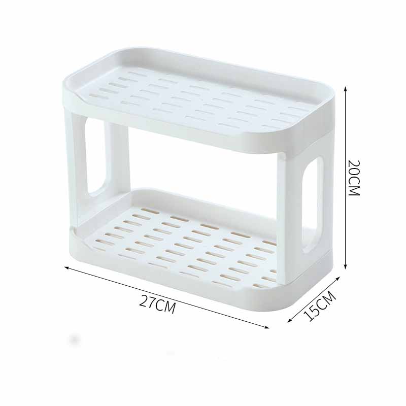 

Настольная двухслойная стеллаж для хранения Маленькая пластиковая стеллаж для хранения мусора Многофункциональная стойка для хранения большой емкости белый