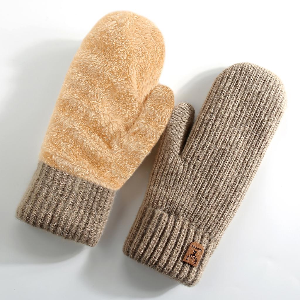 Bestselling Knitted Gloves Winter Plush Thickened Double Layer Warm Simple Fashion Gloves Riding Bag Finger Gloves