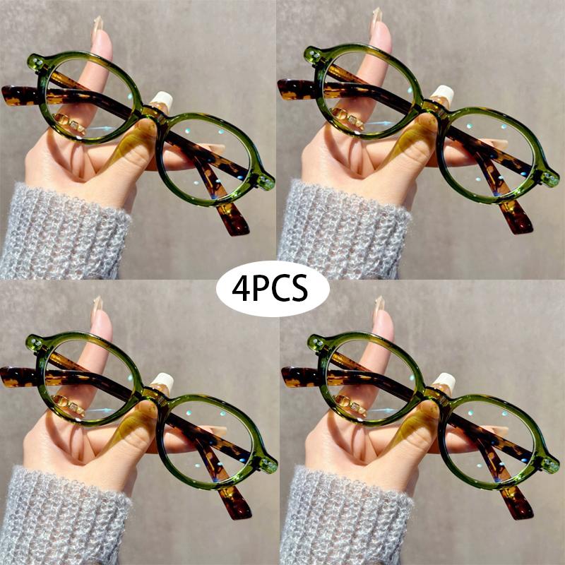 

4 шт. Новые очки для чтения HD в маленькой оправе для женщин, маленькие овальные, с защитой от синего света, очки для пресбиопии, ретро-очки +1.0 +1.5 +2.0 До+4.0 1.5