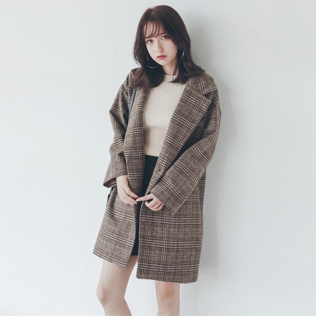 

Женское Рабочее Однотонное Винтажное Зимнее Пальто-Жакет из Шерсти на Пуговицах с Длинным Рукавом M кофейный