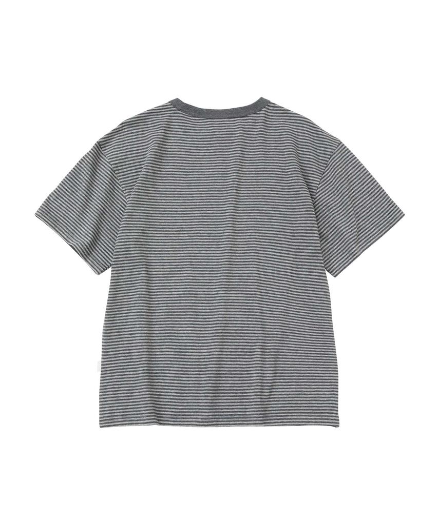 WMC [Crop] Striped T-Shirt_Grey