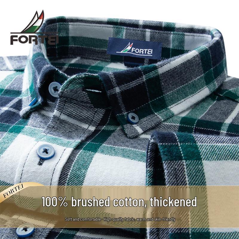 

Men s 100% Cotton Plaid Long Sleeve Brushed Shirt XL