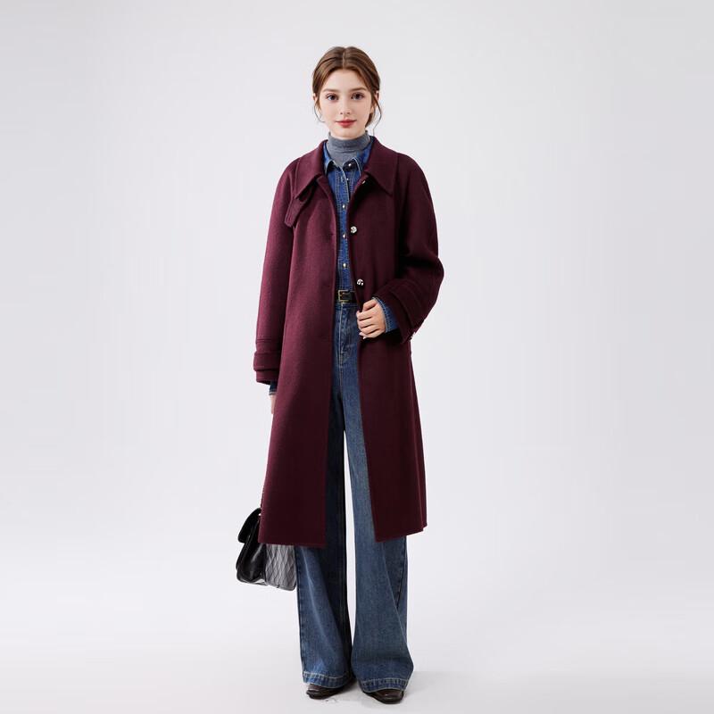 Women's Hepburn Style Wool Blend Double-faced Coat