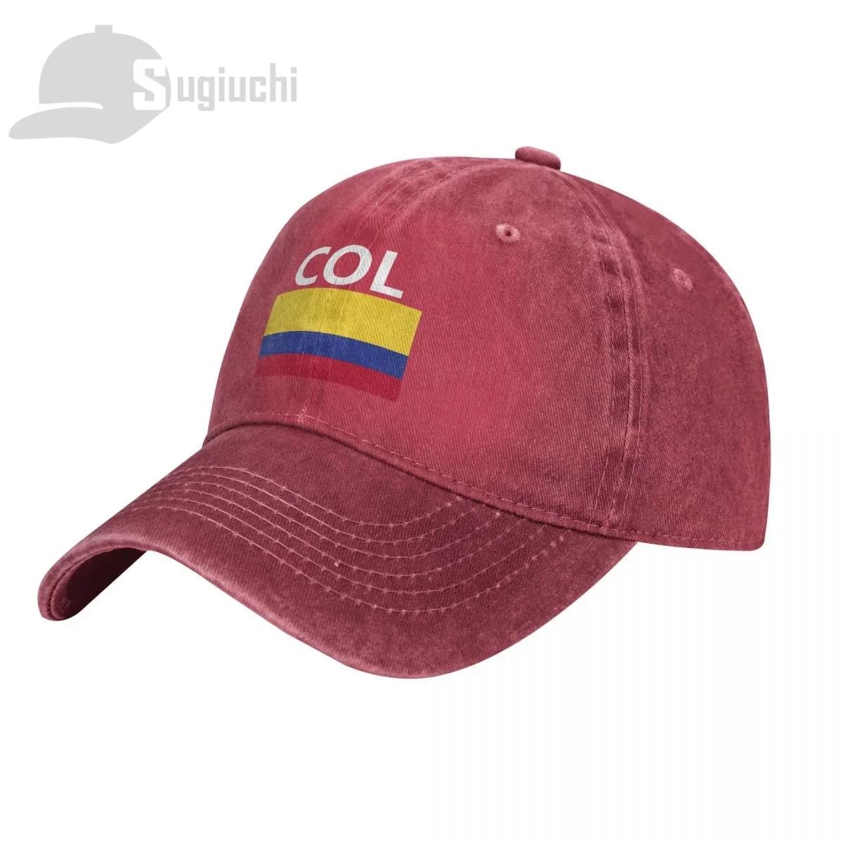 

Colombia Flag With Letter Washed Cotton Cap Gorras Snapback Caps Baseball Dad Outdoors Travel Sun Hats Casquette One Size