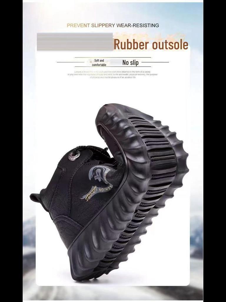 Men's Warm Leather Winter Cotton Shoes: Comfort, Thick Insulation