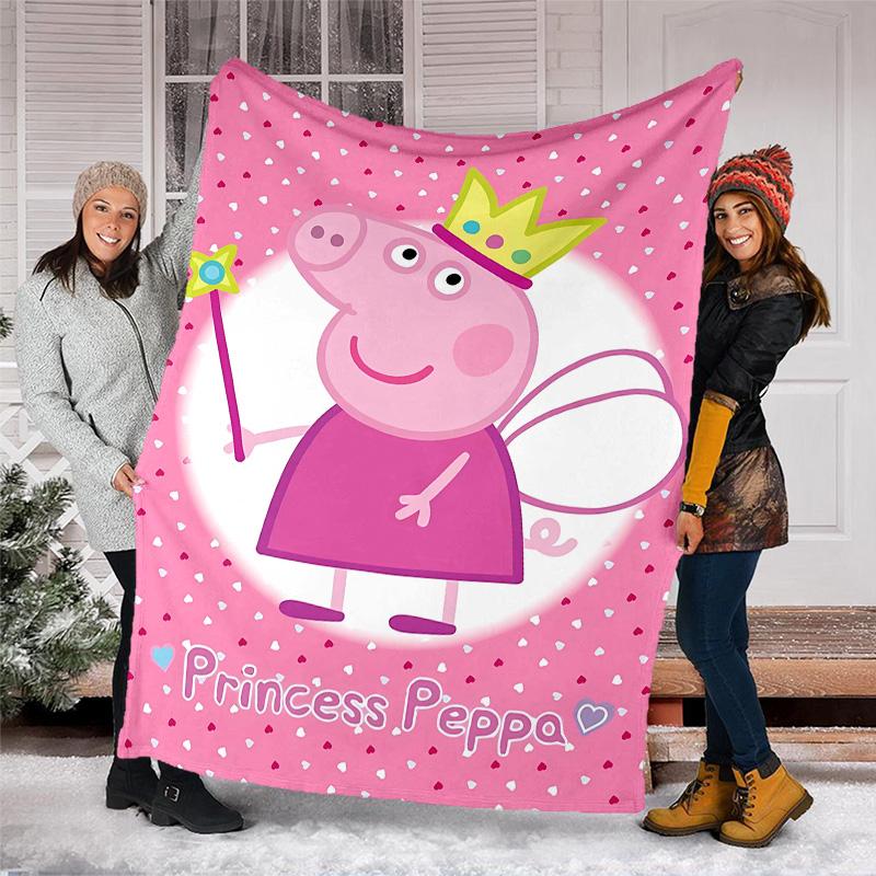 1pc Peppa Pig1 Theme Blanket - Digital Print, Polyester, Cozy for All Seasons, Perfect for Outdoor, Camping, and Travel