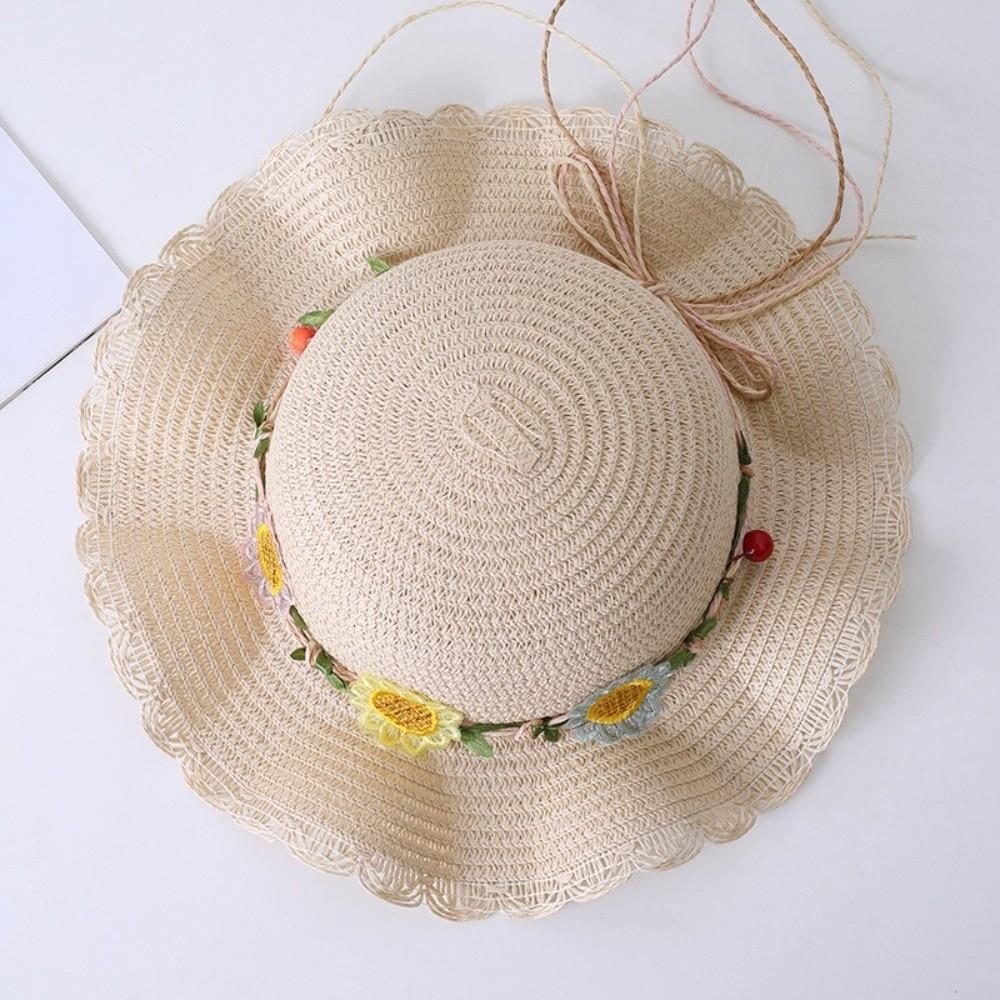 Small Daisy Straw Bag Cap Set Wide Brim Sun Hat Sunscreen Sunshade Hat for 2-10 Years Girls