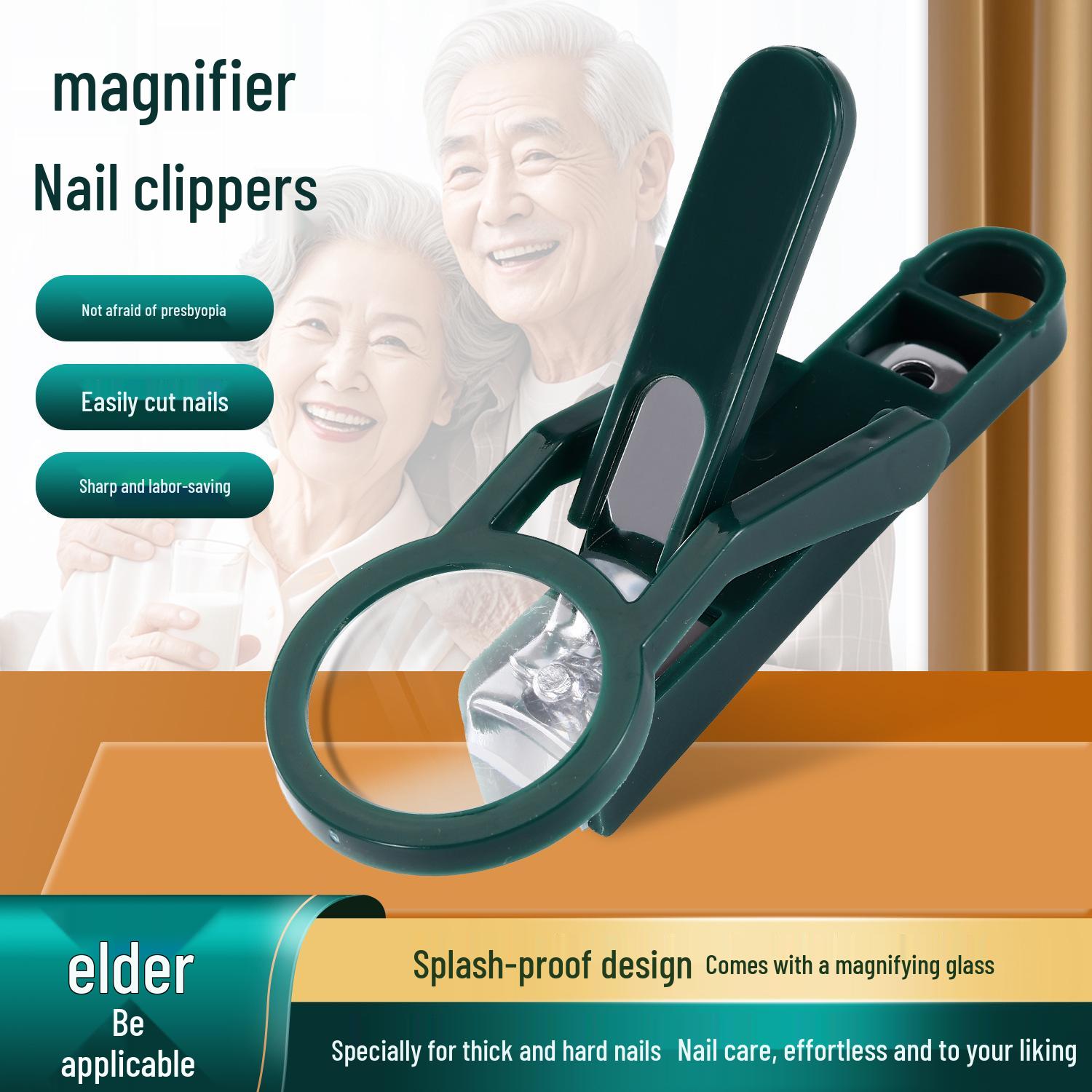Creative Anti-Splash Nail Clipper with Sharp Blade & Magnifying Glass