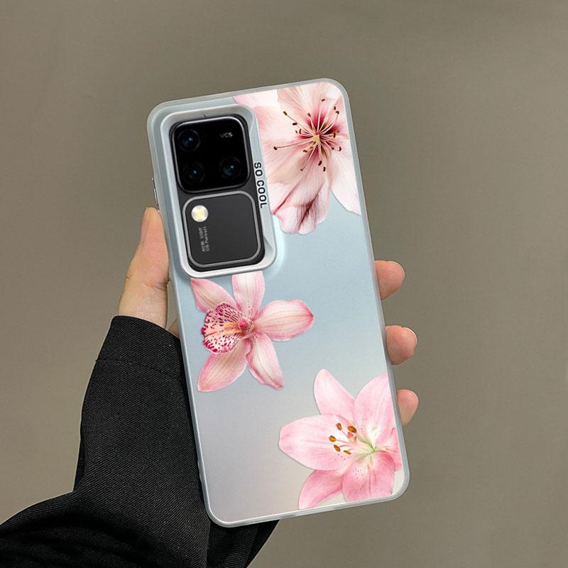 For Samsung Galaxy S21 S23 S24 FE S25 S24 S23 S22 Ultra Plus Laser Phone Case Realistic Lily Flower Print Shockproof Back Covers
