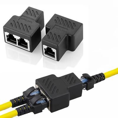 Adaptador divisor RJ45, conector de red USB 1 a 2 de Aoiutrn, conector Ethernet de LAN dual, cable extensor 8P8C para Cat5, 5e, Cat6, 7