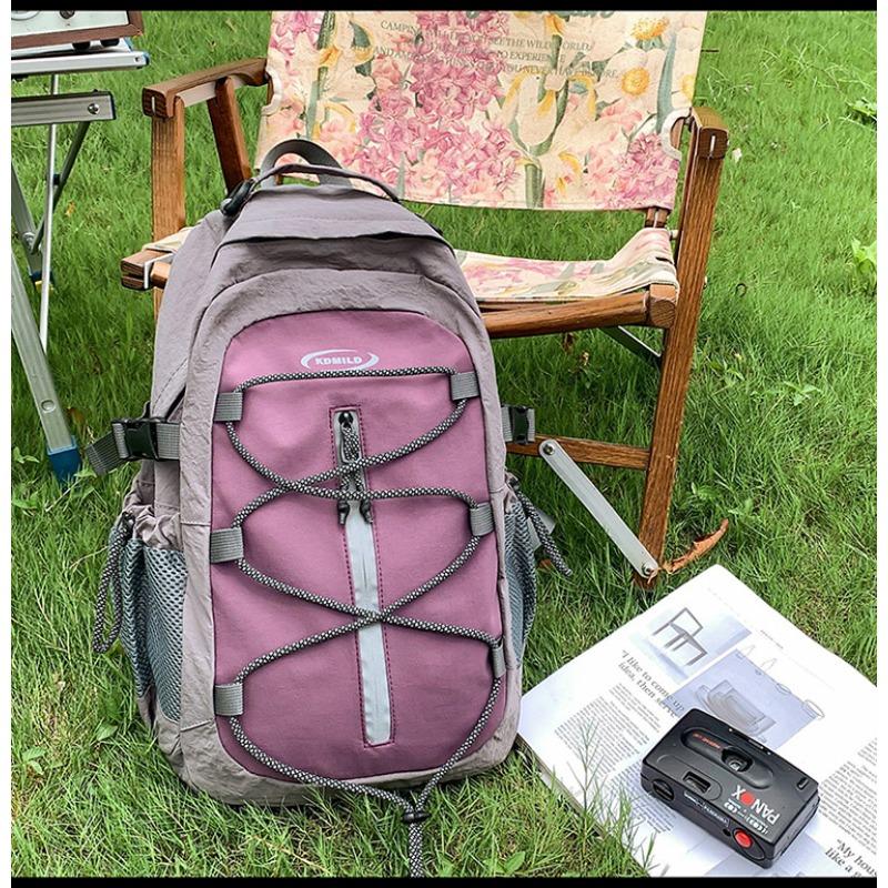 School bag new high-value fresh contrasting color splicing backpack couple lightweight mountaineering travel spring outing backpack