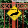2D Flat 1pc, Funny Peacock Crossing Sign - Heavy-Duty Iron Metal Plaque with Peacock & Rooster Design Suitable for Indoor/Outdoor Use - Farmhouse