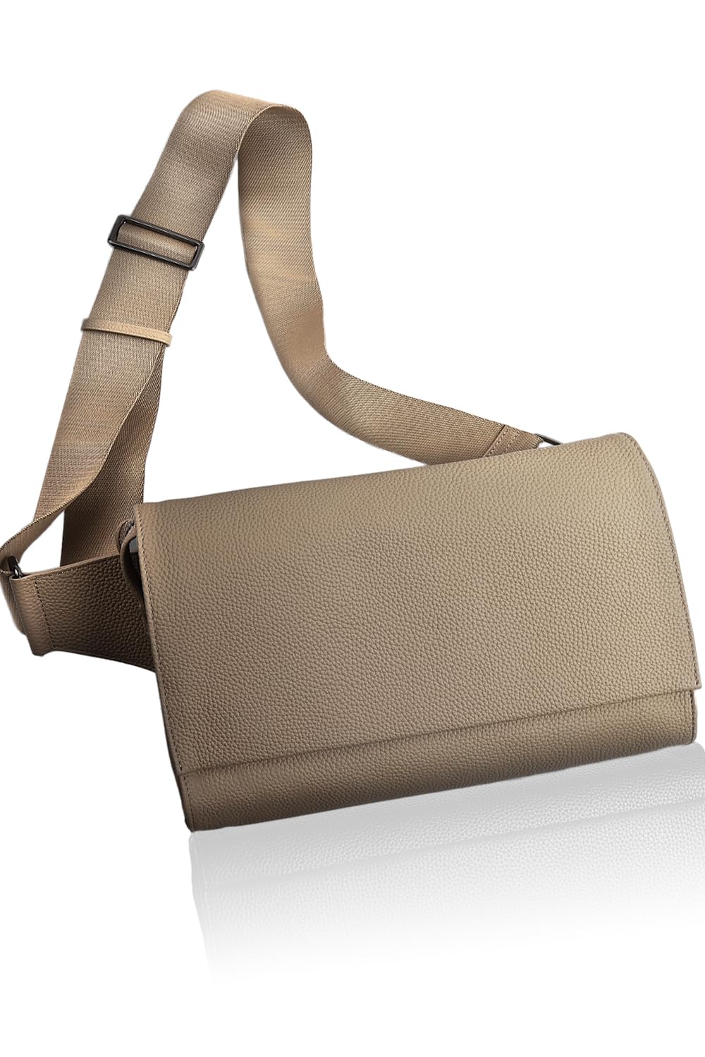 Genuine Leather Body Bag Shoulder Bag Messenger Bag Sacoche Leather Small Compact Crossbody Shoulder Bag Cowhide Leather Gift Brand Greige [LS LASIEM]