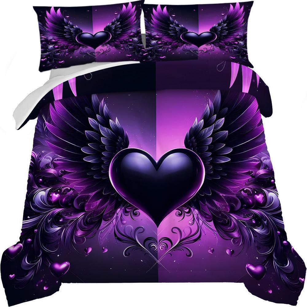 Three-Piece Purple Wing Digital Printing Bedding Home Textile Three-Piece Set