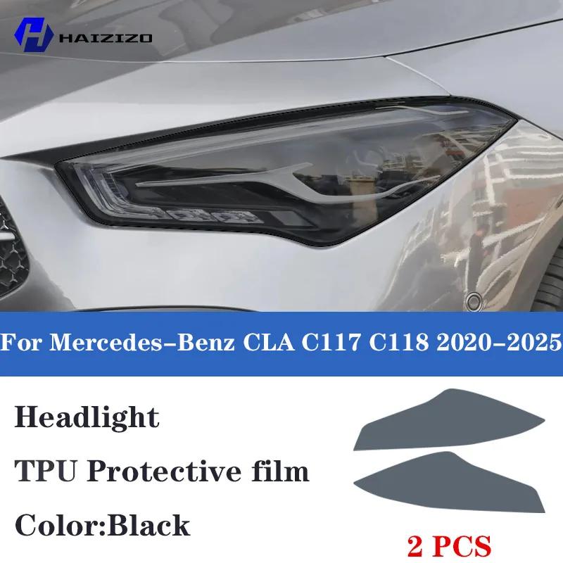 Für Mercedes-Benz CLA C117 C118 -2025 Autoscheinwerfer Schutzfolie TPU Schutzaufkleber Rauchschwarz Kratzfest und