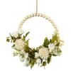 Artificial Flower Wood Beads Wreath Spring Wreath Decoration for Front Door Farmhouses Wedding Thanksgiving Decoration