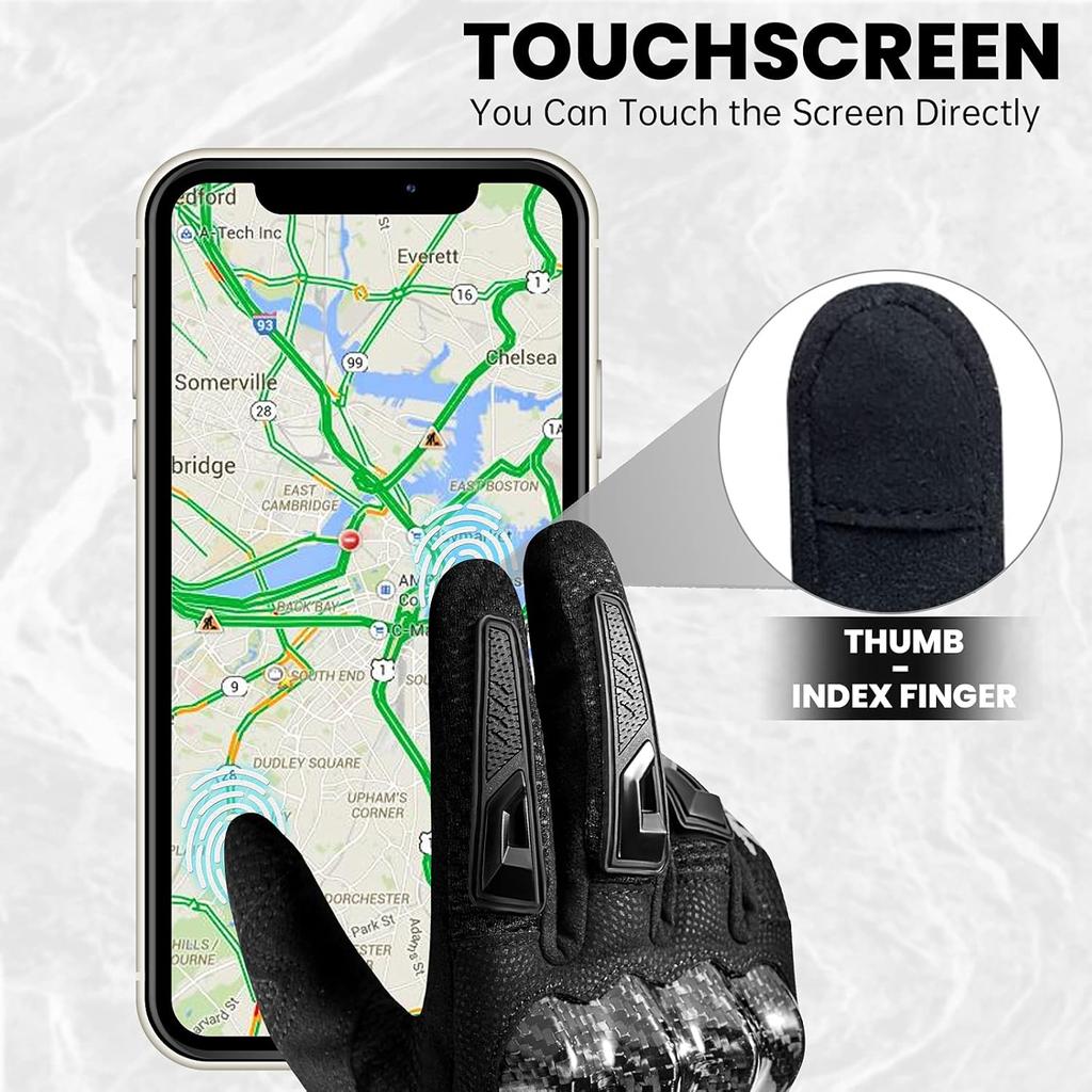 Motorcycle Gloves Touchscreen Motocross Dirt Bike Riding Glove With Carbon Fiber Protective Hard Knuckles For Men Women Model MD66