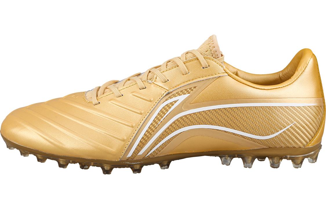 Li Ning Men's Gold Brocade Tf Turf Artificial Turf Synthetic Leather Cushioning Slip Resistant Soccer Shoes Traditional Ysft011-4 Cm