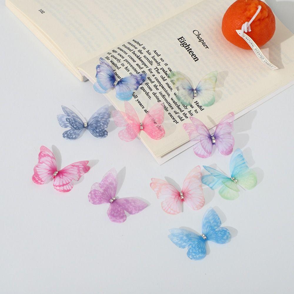 Double-layer Organza Fabric Butterfly Appliques Clothes Sewing Patch  Bridal Hair Accessories