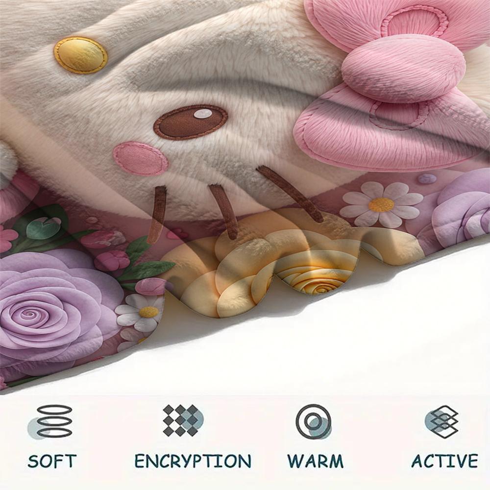 1PC Hello Kitty Cute Print Flannel Blanket, High quality All Seasons, Home Decor, Warmth and Comfort, Perfect for Christmas Gifts
