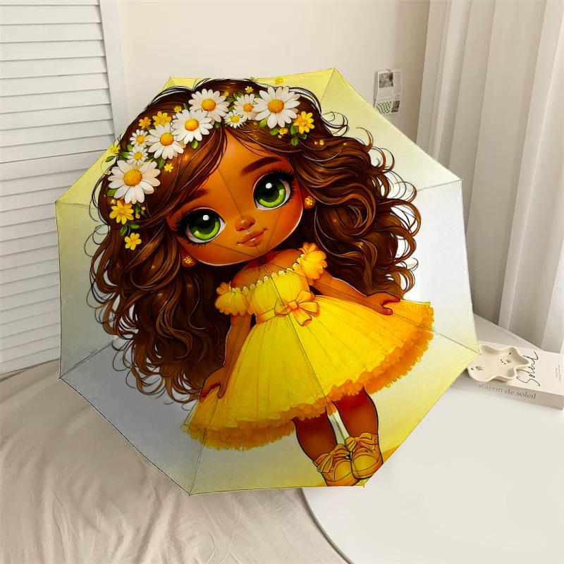

1PC flower girl yellow dress Umbrella-8-Rib Reinforced Portable Folding Travel Suitable for All Seasons Outdoor Daily Use-J404