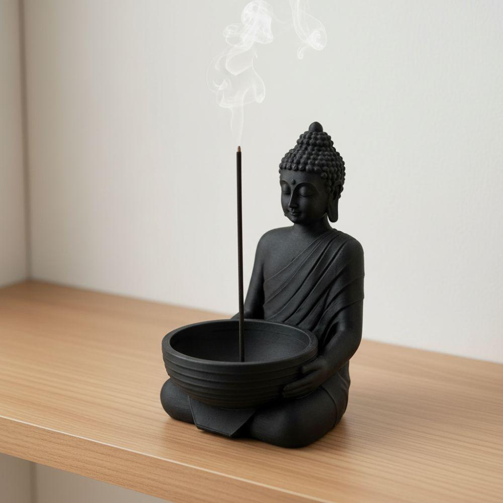 with Ash-Catching Chinese Zen Incense Stick Holder Meditating Monk Stick Incense Holder  Home Decor