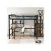 Hochbett - MUVOE - 140x200 cm - Schwarzes Metall - Integrierter Schreibtisch - Aufbewahrungsregale