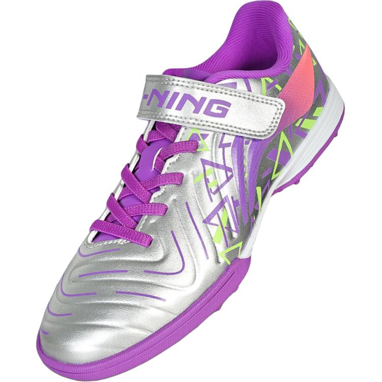 Li Ning Kids Jin Series PU Comfortable Soft Soccer Shoes Unisex Sneaker Purple YSTV006-6