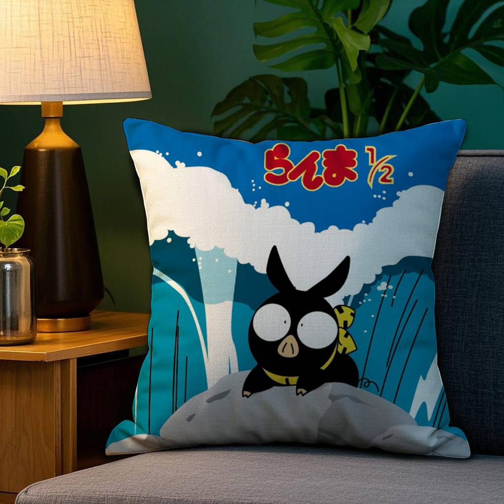 

Cartoon R-Ranma1 2 Pillow Case Plush Fabric Soft Double Sided Print Sofa Cushion Cover Throw Pillow Covers 12x12Inch